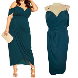 City Chic Plus Size 22 Entwine Maxi Dress Emerald Bridesmaid Wedding Cocktail